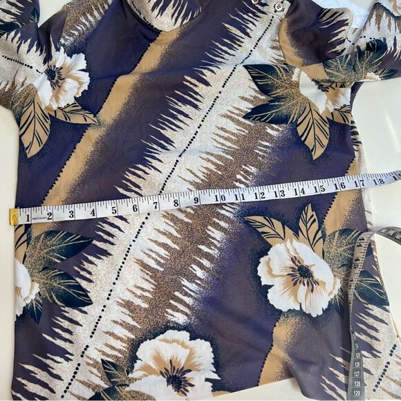 Vintage 1970s Mock Side Button Neck Tropical Hawaiian Blouse - Picture 10 of 11